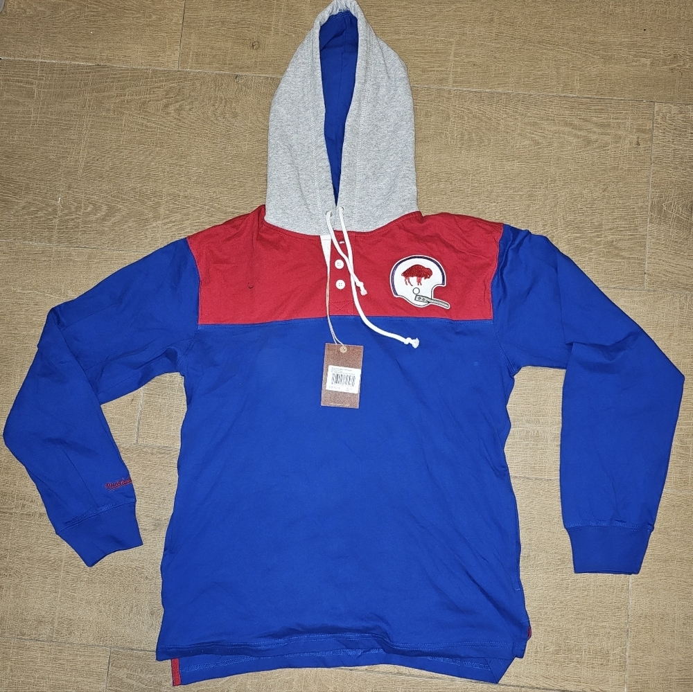 Men's Royal Buffalo Bills Hooded Rugby Long Sleeve Polo